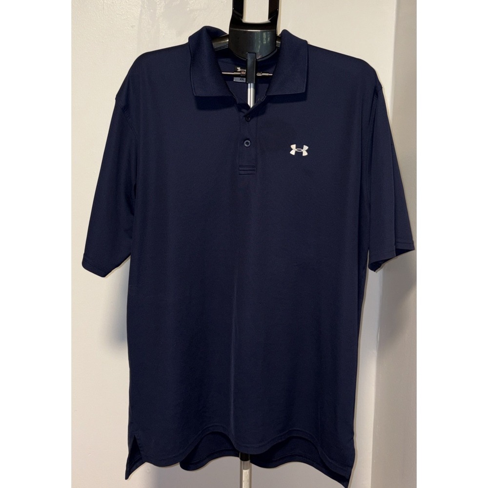 Under Armour Men's Dark Blue Button Performance Golf Polo Shirt Size XXL